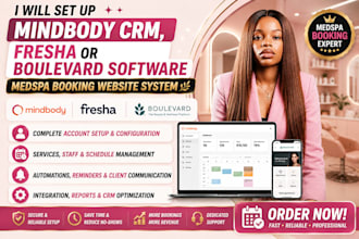 setup mindbody CRM, fresha or boulevard software medspa booking website system