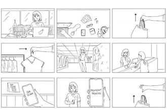 create animation cartoon storyboard art, animatics, character action and shots