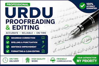 do urdu proofreading and editing with perfect grammar