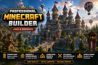 build minecraft castle, villages, base, hubs, spawns, house