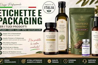 design premium italian product, integratore alimentare and packaging labels