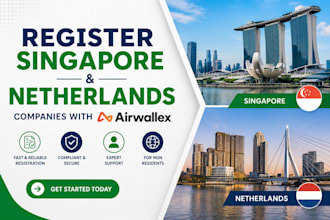 register singapore and netherlands companies with airwallex, nominee, secretary