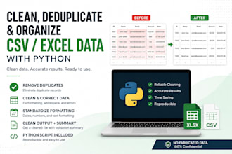 clean deduplicate and organize CSV or excel data with python