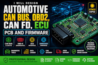 design automotive can bus, obd2, can fd ecu pcb and firmware