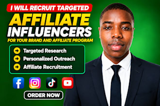 recruit targeted affiliate influencers for your brand and affiliate program