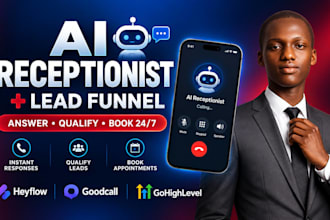 build ai receptionist with goodcall ai, heyflow funnel, gohighlevel, workflows