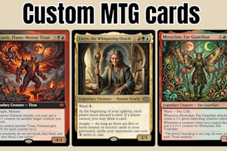 create custom mtg card design, tcg illustration, commander card and token art