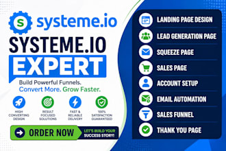 setup landing page and sales funnel in systeme io