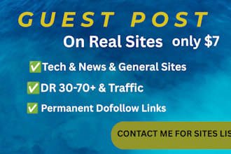 publish guest post on tech, news, and general sites at low price