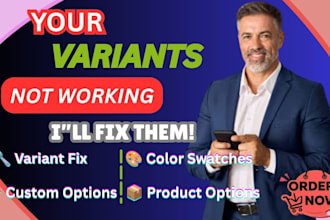 fix shopify product variants, options, swatches and customization