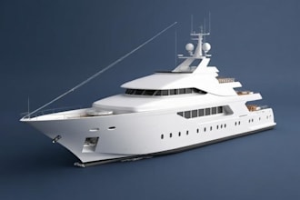 design realistic 3d ship, boat, yacht and marine vessel models with rendering