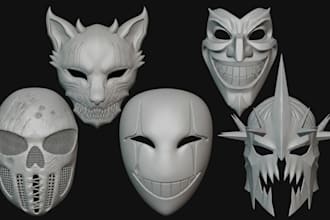 design 3d mask 3d helmet halloween mask oni mask cosplay mask for 3d printing