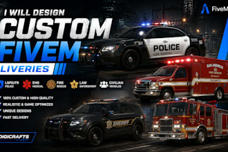 design custom fivem lspdfr ems, fire, law enforcement, or civilian liveries