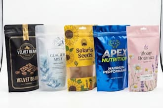 design stand up pouch, mylar bag, doypack, coffee and food print ready packaging