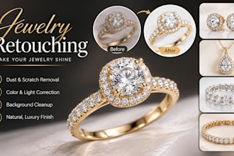 do jewelry retouching, photo editing, touch up and professional jewelry editing