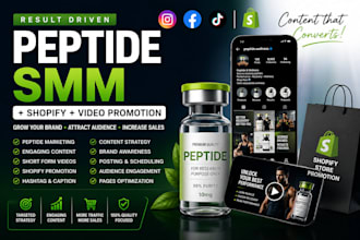 do peptide social media marketing, shopify and video promotion