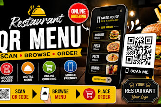 build restaurant digital menu qr code online ordering  food website system