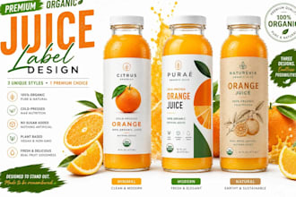 do minimalist juice, liquid, juice label packaging design