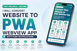 convert website to pwa webview app push notifications progressive web app