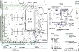 do civil site plan, grading, stormwater drainage, and utility permit drawings