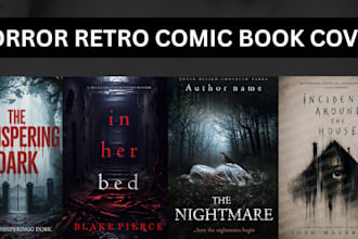 draw horror retro comic book poster, vintage gothic book cover, or dark art