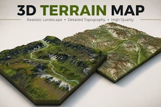 create realistic 3d terrain landscape, topographic map and 3d terrain model
