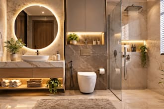 do bathroom design, bathroom interior, 3d rendering, remodel and floor plan