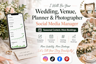 be your wedding, venue, event planner, photographer social media manager
