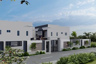 render hotel business unit apartment 3d commercial exterior design and site plan