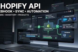 integrate shopify API, webhook, inventory and order sync