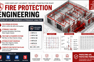 design fire protection nfpa 13 sprinkler shop drawing hydraulic calc cad drawing