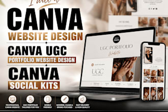 do canva website design, canva ugc portfolio website design canva social kits