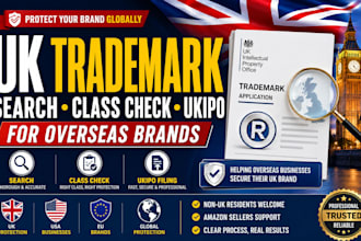 do UK trademark search, ukipo filing, class check for overseas brands