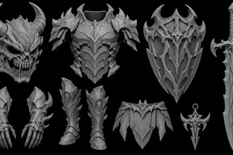 model custom 3d printable cosplay armor, 3d helmet mask, 3d weapon prop stl file