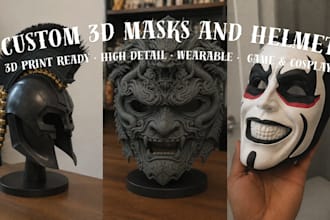 do custom printable 3d mask 3d helmet, wearable 3d armor model for printing
