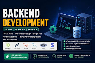 develop laravel php backend, rest api and mysql database