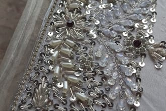 do luxury hand embroidery with crystal pearl and zari work