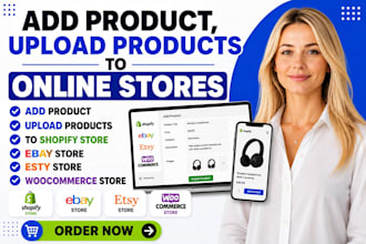 add products, upload products, to shopify store, ebay, woocommerce store, esty