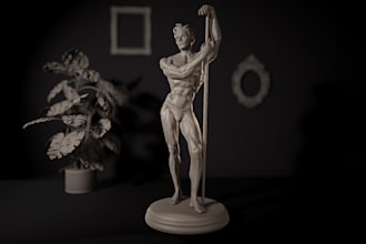 create a 3d printable character figurine and 3d sculpt stl, obj