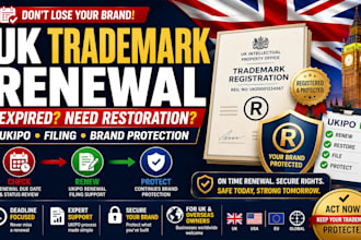 handle UK trademark renewal, restoration, filing and brand protection