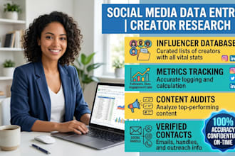 do social media data entry influencer research and metrics tracking