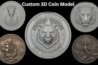 sculpt printable 3d coin model, bas relief medallion stl for 3d printing