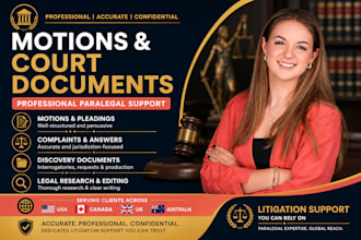 draft motions, complaints, pleadings and litigation court documents