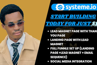 build systeme io landing page, funnel and systeme website