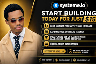 build systeme io landing page, funnel and systeme website