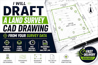 draft a land survey cad drawing from your survey data
