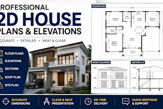 draw professional 2d house plans, floor plans and elevations