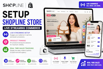 setup shopline store live streaming commerce product pinning real time sales