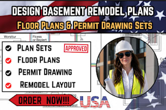 design basement remodel plans and permit drawings for your project