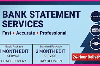 design UK, USA bank statements for loans or apartment